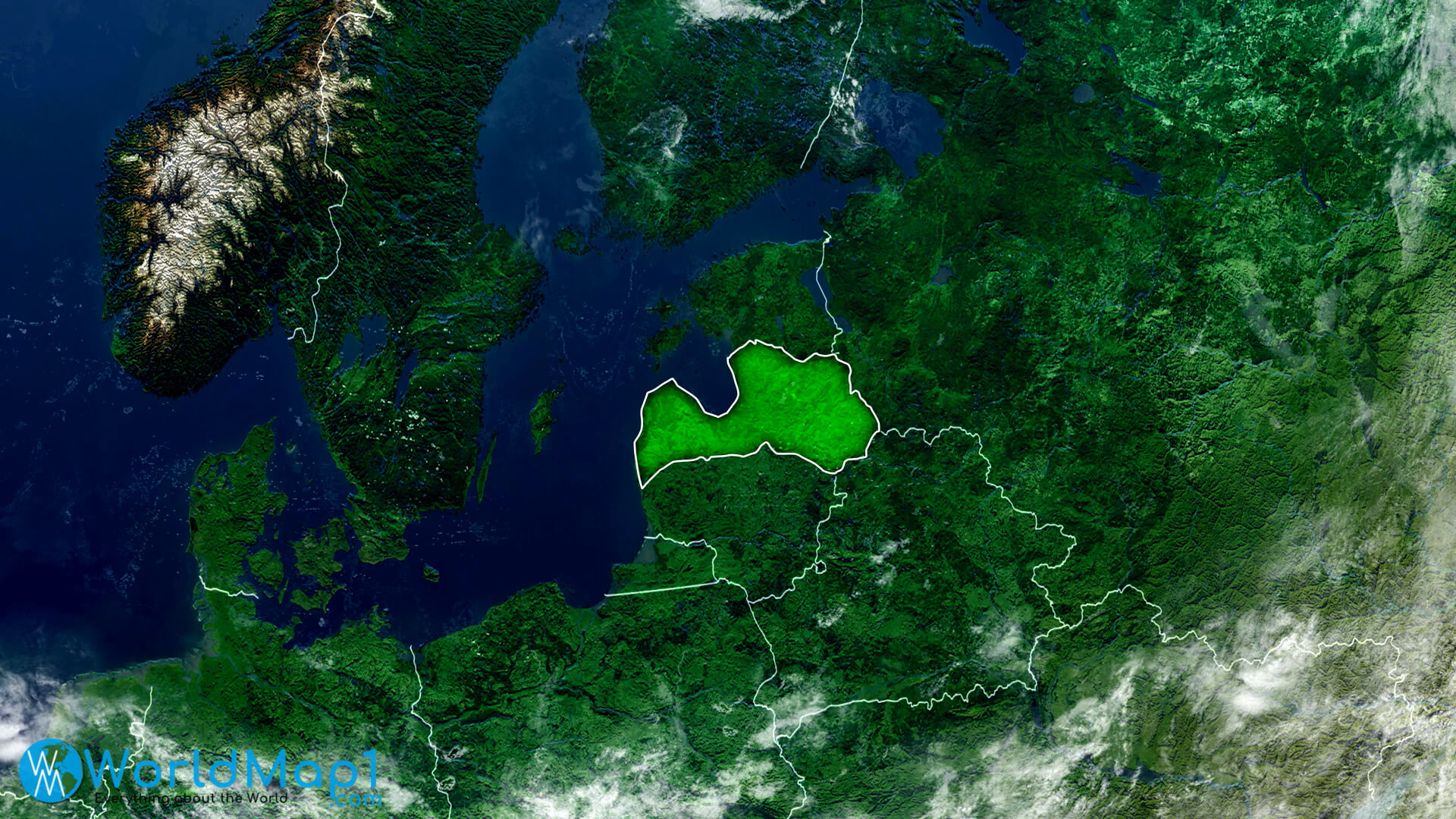 Latvia Satellite Map